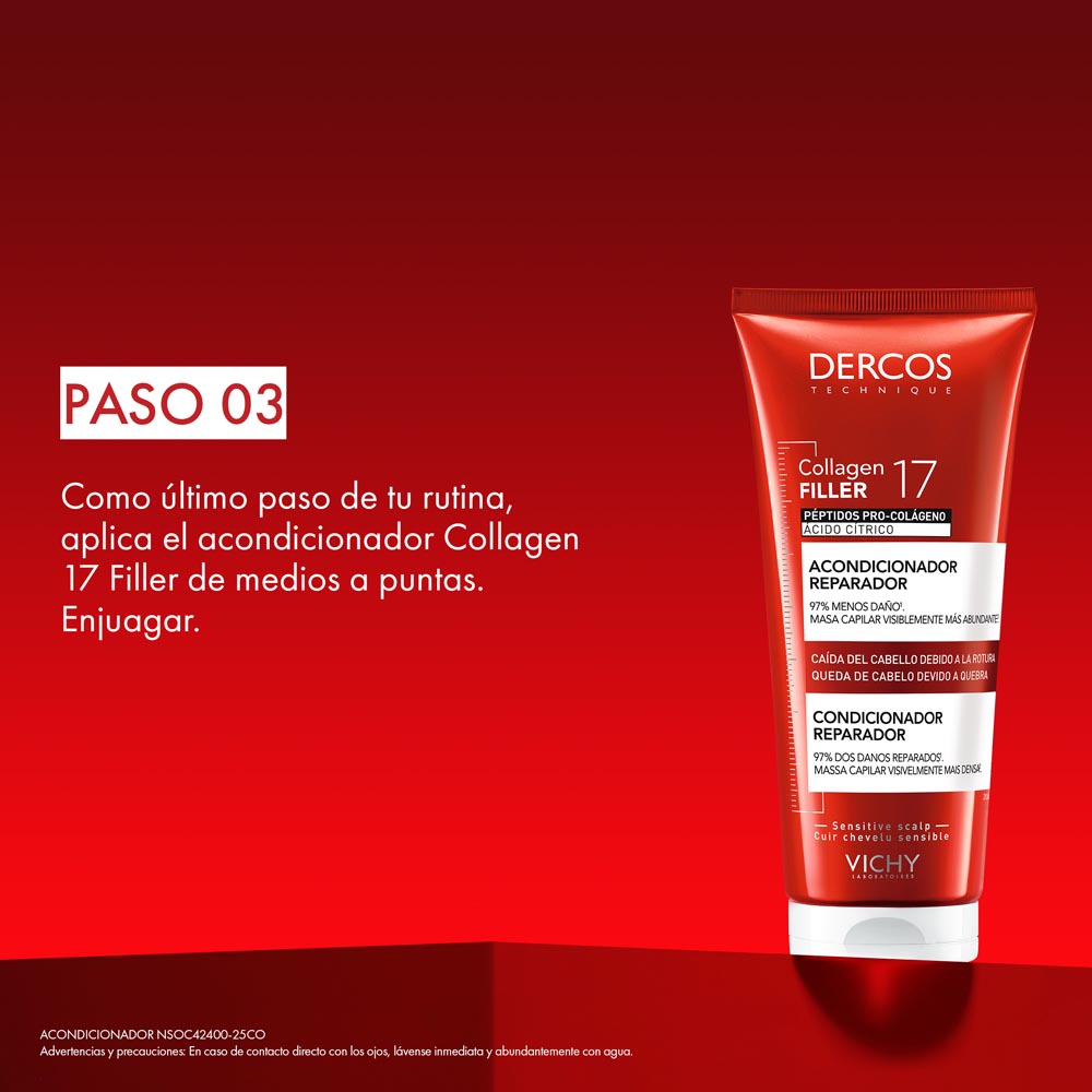 Acondicionador Reparador Vichy Dercos Collagen 17 Filler - 200ml