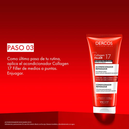 Acondicionador Reparador Vichy Dercos Collagen 17 Filler - 200ml